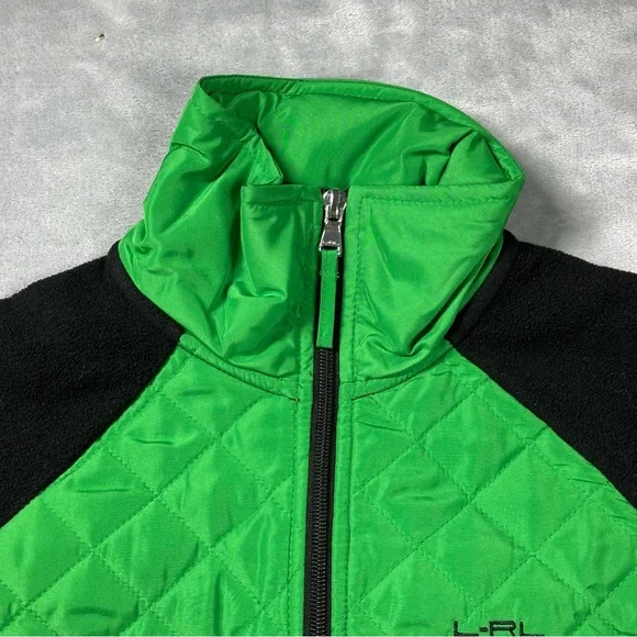 Lauren Ralph Lauren Active Quilted Fleece Zip-Up Jacket Small Green Black - Picture 4 of 15